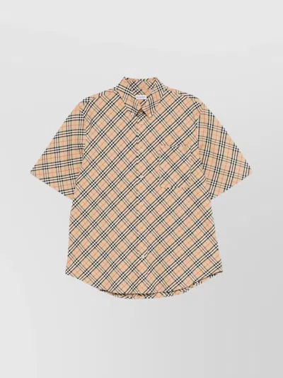 Burberry Check Cotton Shirt Fit Comfortable In Brown