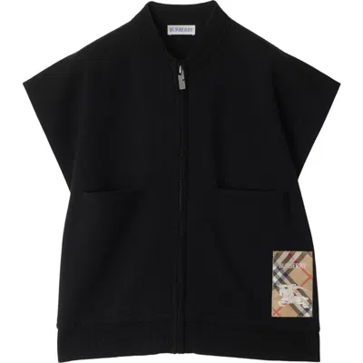 Burberry Babies' Check-print Logo-patch Cape In Black