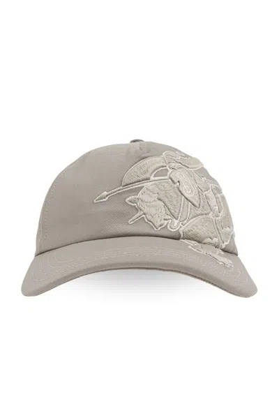 Burberry Equestrian Knight-motif Cap In Grey