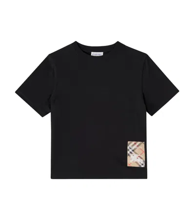 Burberry Kids' Boy's Cedar Ekd Label Short-sleeve Cotton T-shirt In Black
