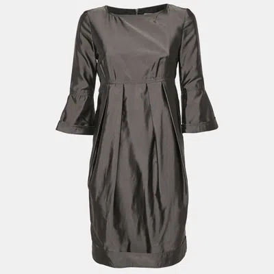 Pre-owned Burberry Grey Silk Blend Pleated Short Dress S