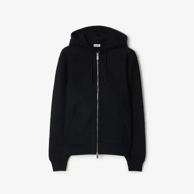 Burberry Distressed Logo Zip-up Hoodie In Coal
