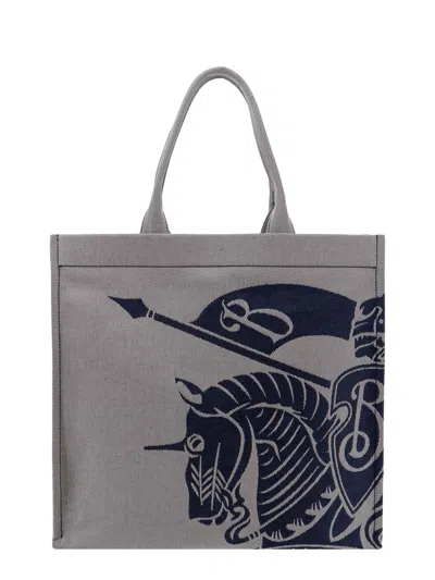Burberry Canvas Shoulder Bag With Frontal Ekd In Blue