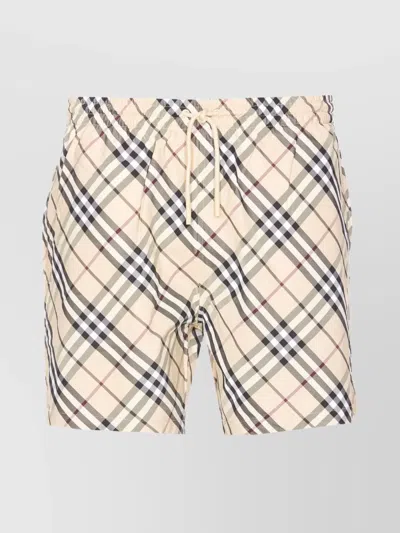 Burberry Swimwear With Checkered Pattern And Side Pockets In Multi