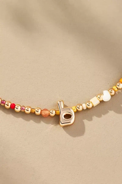 By Anthropologie Beaded Bubble Letter Lowercase Monogram Necklace In Alphabet