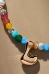 By Anthropologie Colorful Beaded Bubble Letter Monogram Necklace In Alphabet