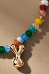 By Anthropologie Colorful Beaded Bubble Letter Monogram Necklace In Alphabet