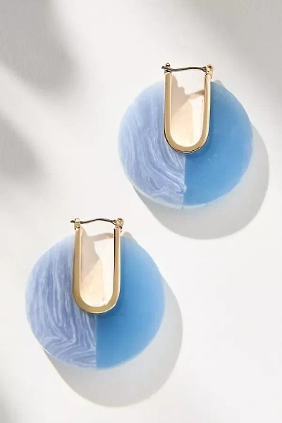 By Anthropologie Half & Half Colored Hoop Earrings In Blue