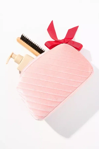 By Anthropologie Quilted Velvet Cosmetic Bag In Pink