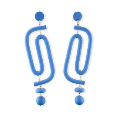 By Chavelli Women's Labyrinth Dangly Statement Earrings In Cornflower Blue