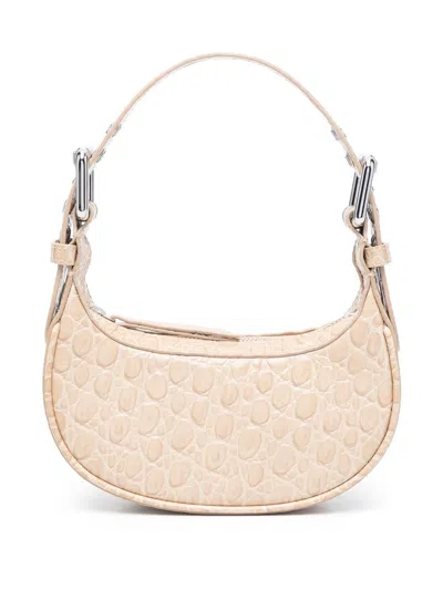By Far Pre By Far Mini Soho Crocodile-embossed Shoulder Bag In Beige