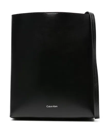 Calvin Klein Leather Crossbody Bag In Black