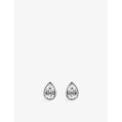 Carat London Womens Danu Pear-shape 925 Sterling Silver And Cubic Zirconia Stud Earrings