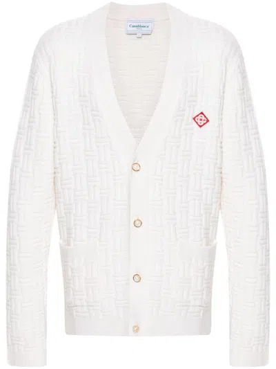 Casablanca White Column Stitch Cardigan