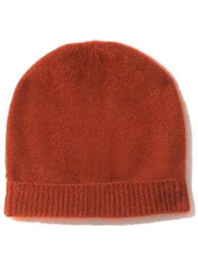Cashmere In Love Turn-up Hem Cashmere Beanie In Orange