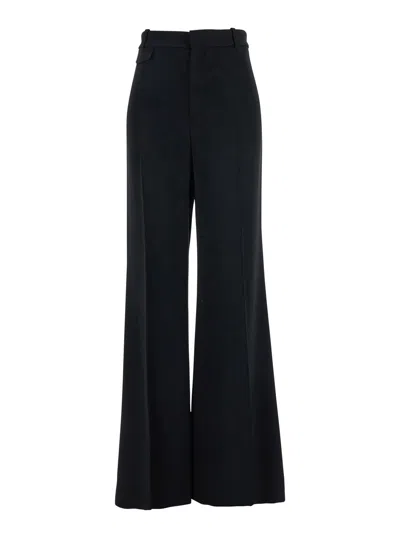 Chloé Black Pants With High Waist And Wide Leg In Viscose Blend Stretch Woman