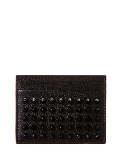 Christian Louboutin Kios Studded Leather Card Holder In Black