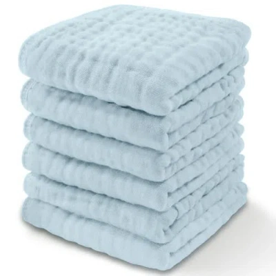 Comfy Cubs Muslin Washcloths In Sky Blue