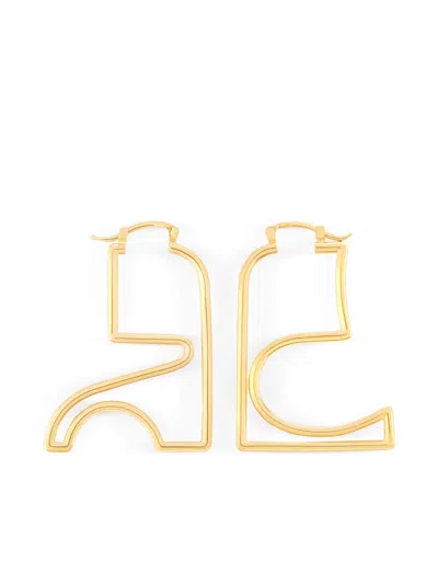 Courrèges Courreges Gold Tone Hinge Pin Hoop Earrings In Light Gold