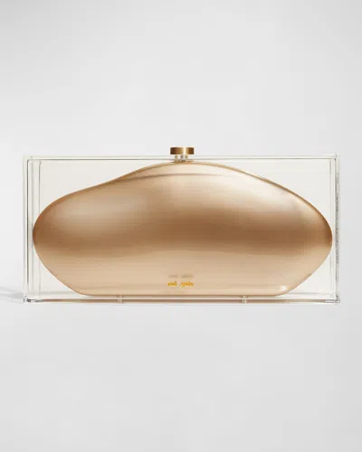 Cult Gaia Annika Clear Acrylic Clutch Bag In Brass