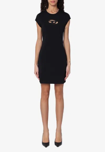 Diesel D-angiel Cut-out Mini T-shirt Dress In Black