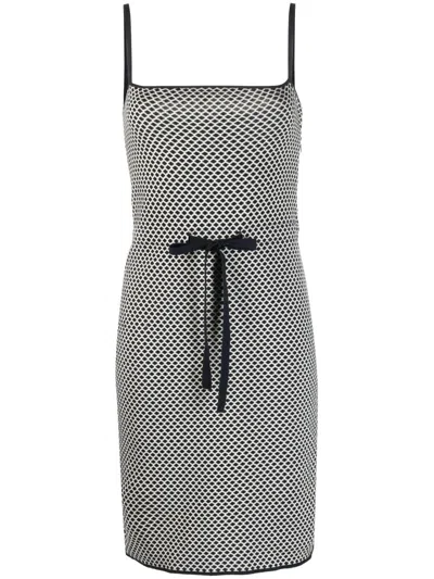 Pre-owned Dior 2010s Geometric Pattern Drawstring Dress In Black
