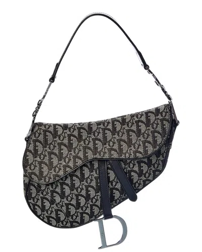 Dior Black Trotter Canvas Saddle Bag (authentic )