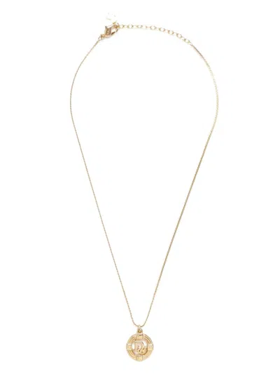 Pre-owned Dior Logo-pendant Necklace In Gold