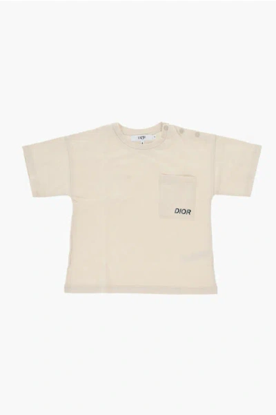 Dior Solid Color Crew-neck T-shirt With Breast Pocket In White