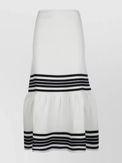Dior Striped Skirt With Elastic Waistband And Ruffled Hem In White