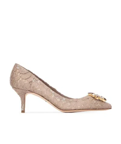 Dolce & Gabbana Belluci Taormina Lace Pumps In Nude