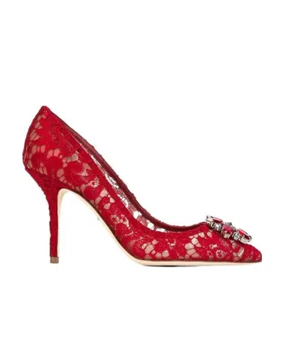 Dolce & Gabbana Pump In Taormina Lace With Crystals In Red