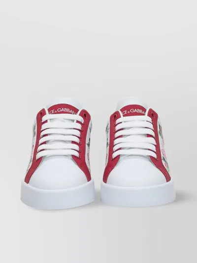 Dolce & Gabbana Calfskin Floral Low-top Sneakers