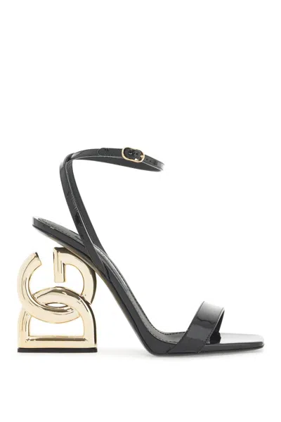 Dolce & Gabbana 105mm Keira Patent Leather Sandals In Black