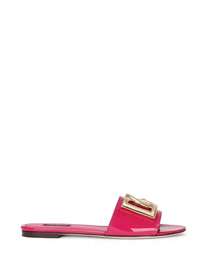 Dolce & Gabbana Dg-logo Patent Leather Sandals In Rosa