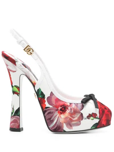 DOLCE & GABBANA DOLCE & GABBANA ELEGANT FLOWER PRINT SATIN PUMPS