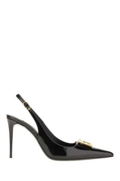 Dolce & Gabbana Sling Back With Logo In Black