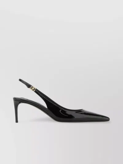 Dolce & Gabbana Italian Pointed Toe Kitten Heel Pumps In Black
