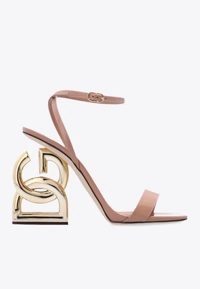 Dolce & Gabbana Keira 105 Patent Leather Sandals In Beige