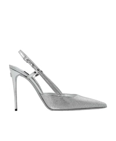 Dolce & Gabbana Kim Dolcegabbana Crystal-embellished Slingback Pumps In Gray