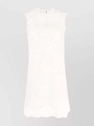 Dolce & Gabbana Lace Overlay Sleeveless Dress In White
