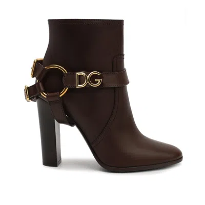Dolce & Gabbana Leather Ankle Boots Women In Brown