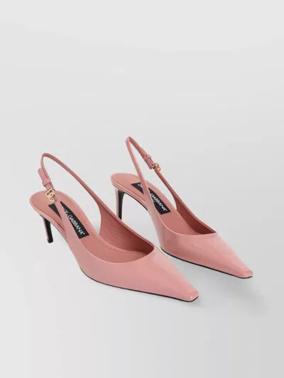 Dolce & Gabbana Leather Slingback Stiletto Heel Pumps In Pink