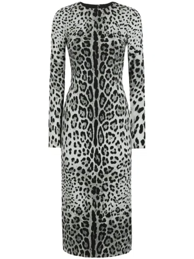 DOLCE & GABBANA DOLCE & GABBANA LEOPARD PRINT MIDI DRESS