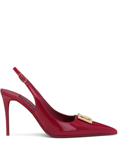 Dolce & Gabbana Elevated Sling Back Pumps With Signature Logo In Pink