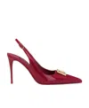 Dolce & Gabbana Logo-plaque Heeled Slingback Pumps In Red