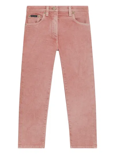 Dolce & Gabbana Kids' Logo-plaque Jeans In Pink