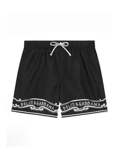 Dolce & Gabbana Kids' Logo-print Swim Shorts In Black