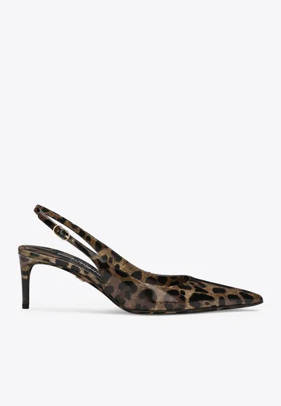 DOLCE & GABBANA LOLLO 60 LEOPARD PRINT SLINGBACK PUMPS