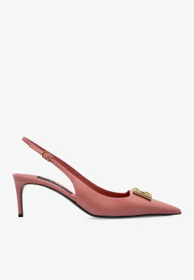 Dolce & Gabbana Lollo 60 Polished Leather Slingback Pumps In Pink
